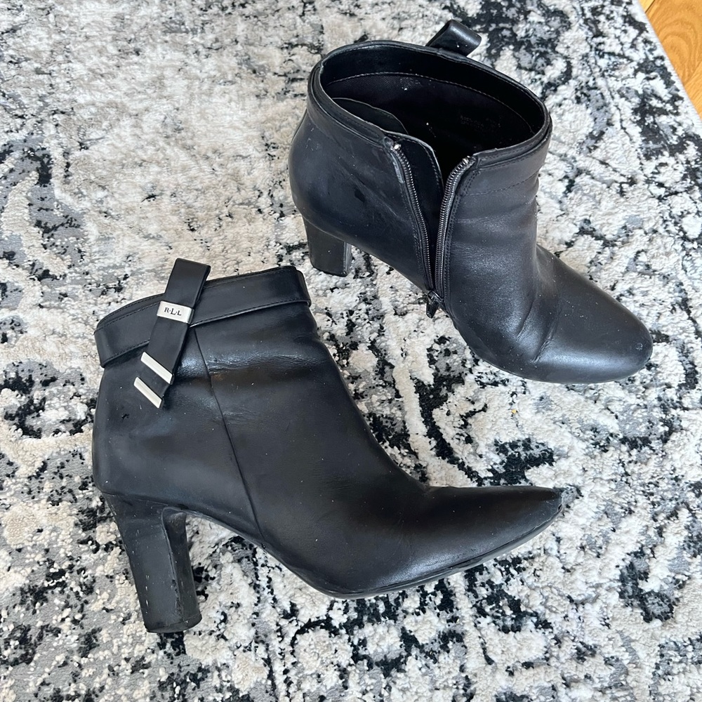 Ralph Lauren Black Leather Booties